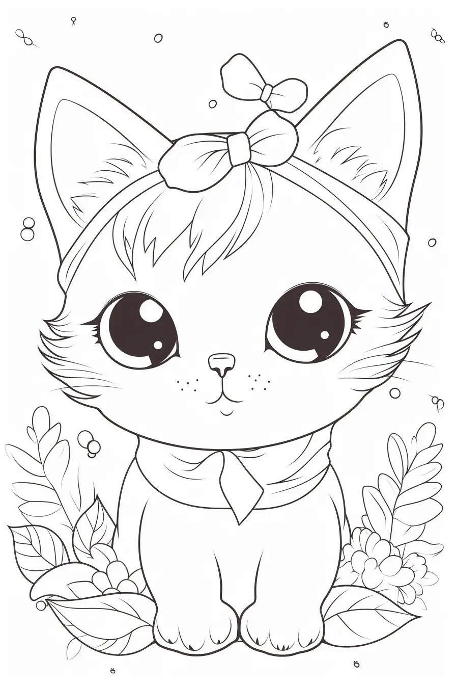 Coloring Easy Cute Cat Coloring Pages