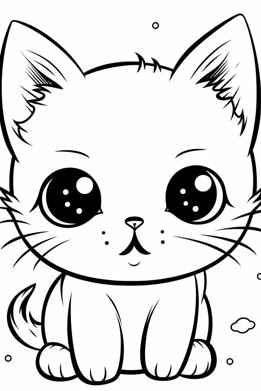 Easy Cute Cat Coloring Pages