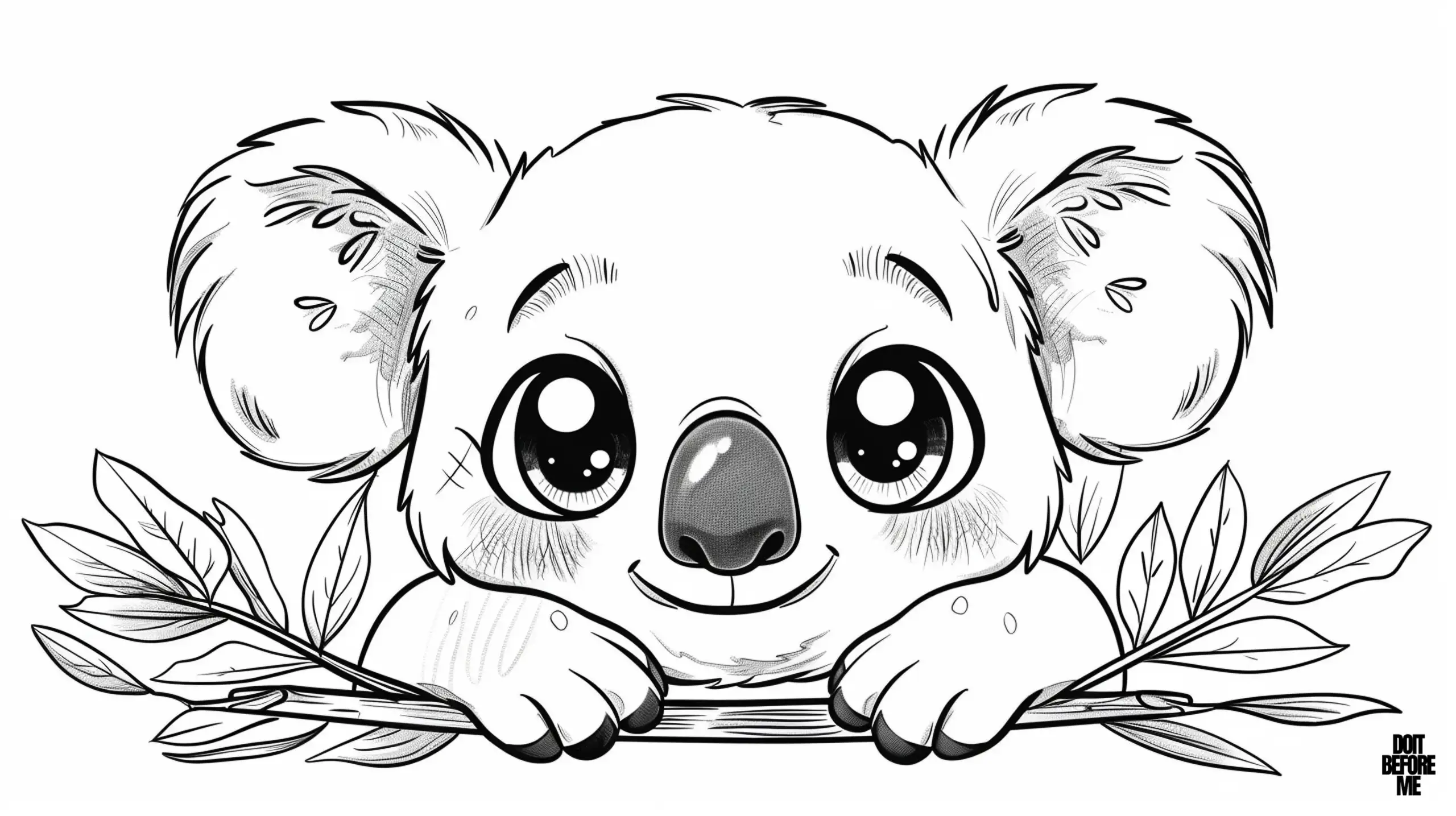 Easy to color cute baby koala coloring sheet designed with simplicity suitable for preschoolers' coloring ability.