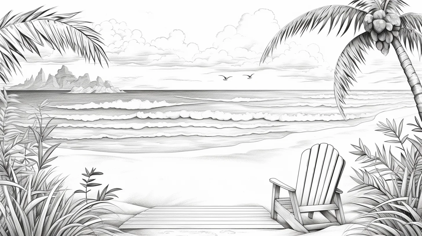 beach colouring pages for adults