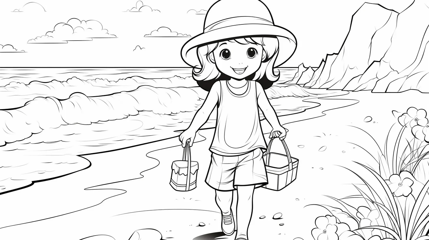 beach colouring pages for preschoolers