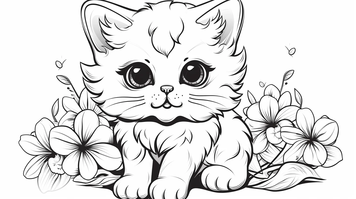 cat coloring pages easy