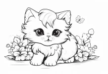 cat coloring pages kawaii