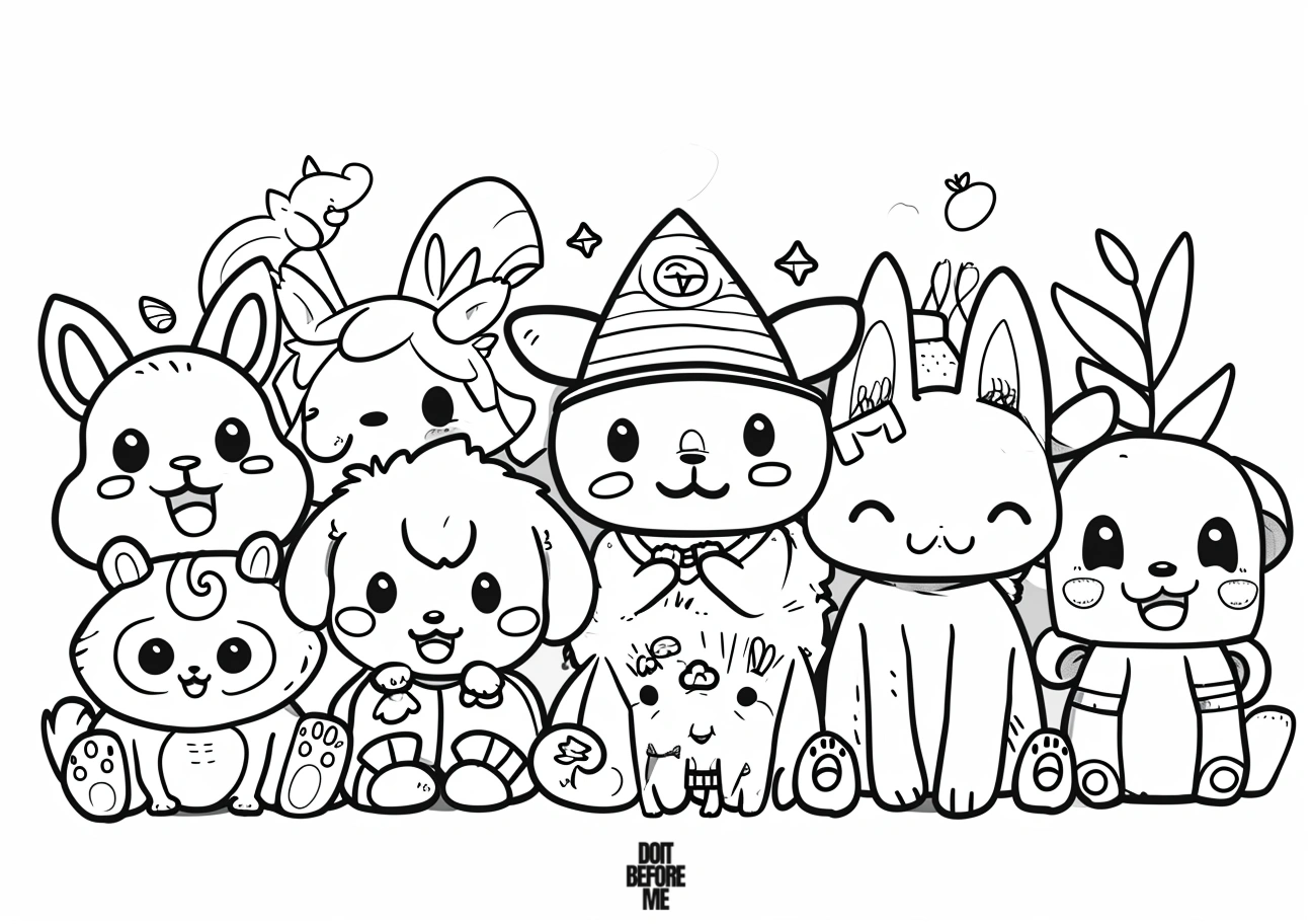 Free printable cute baby animal coloring page featuring various kawaii and easy-to-color animals. Ideal for animal lovers and coloring enthusiasts.