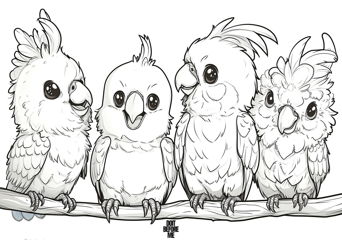 cute baby parrots coloring pages