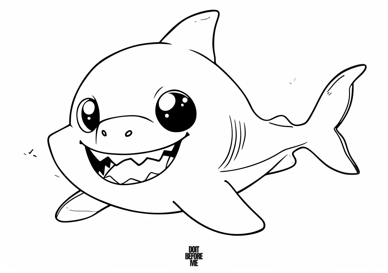 Easy-to-color baby shark coloring page, suitable for kids in kindergarten.