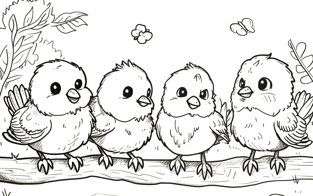cute birds coloring pages realistic
