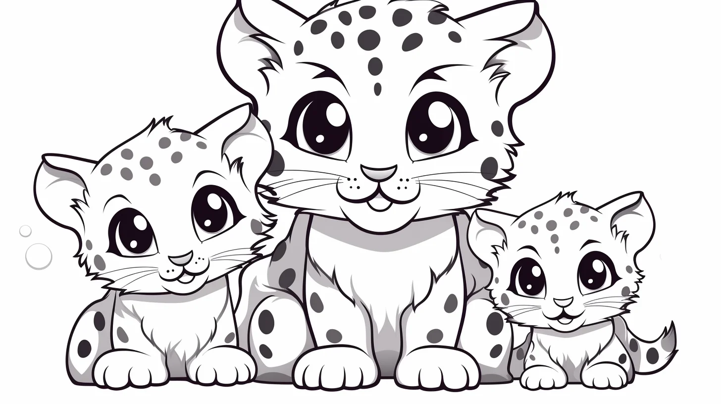 cute family leopard coloring pages