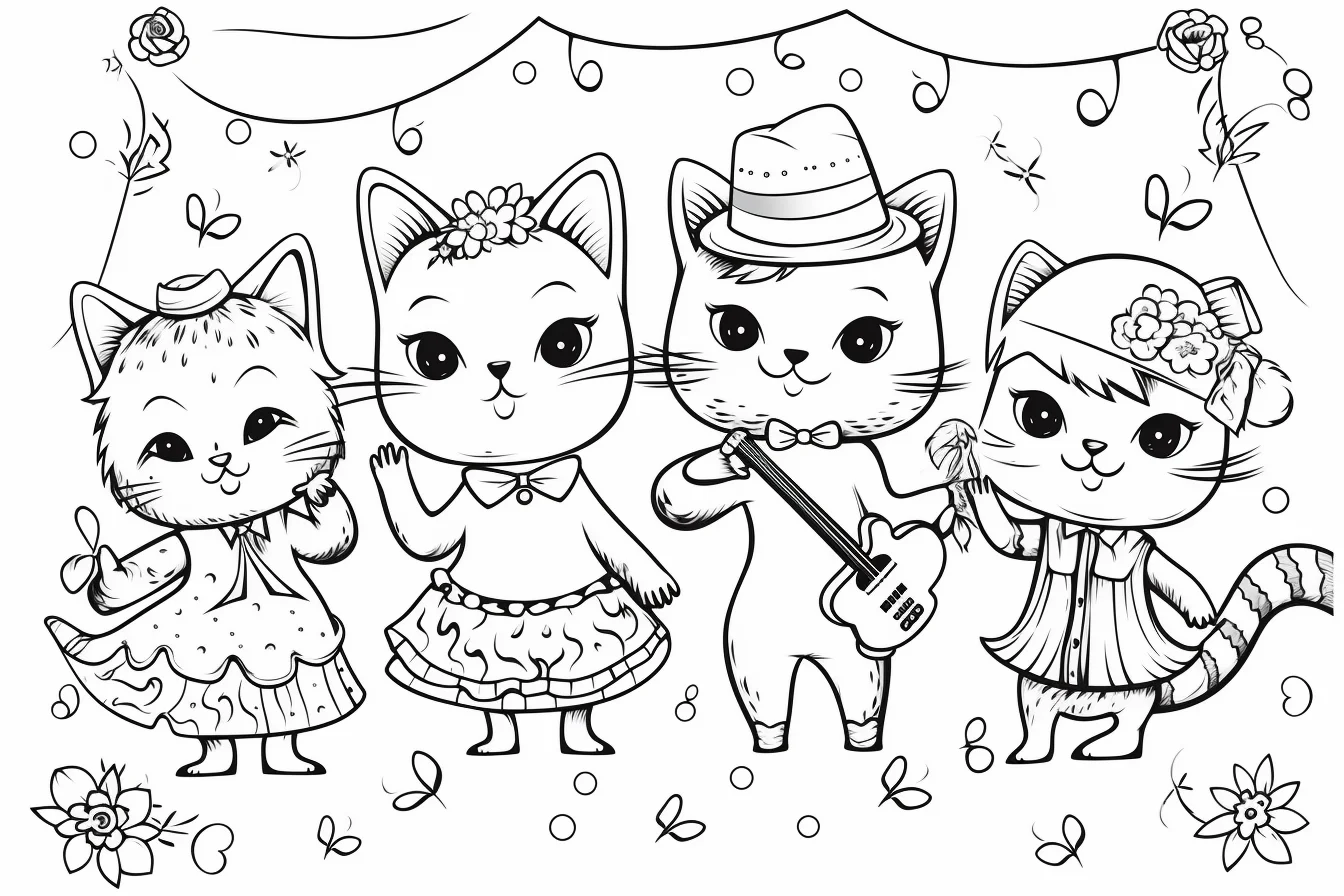 cute kawaii cat coloring pages