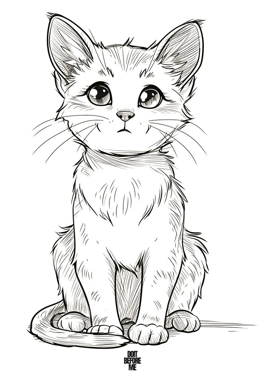 cute kawaii cat colouring pages