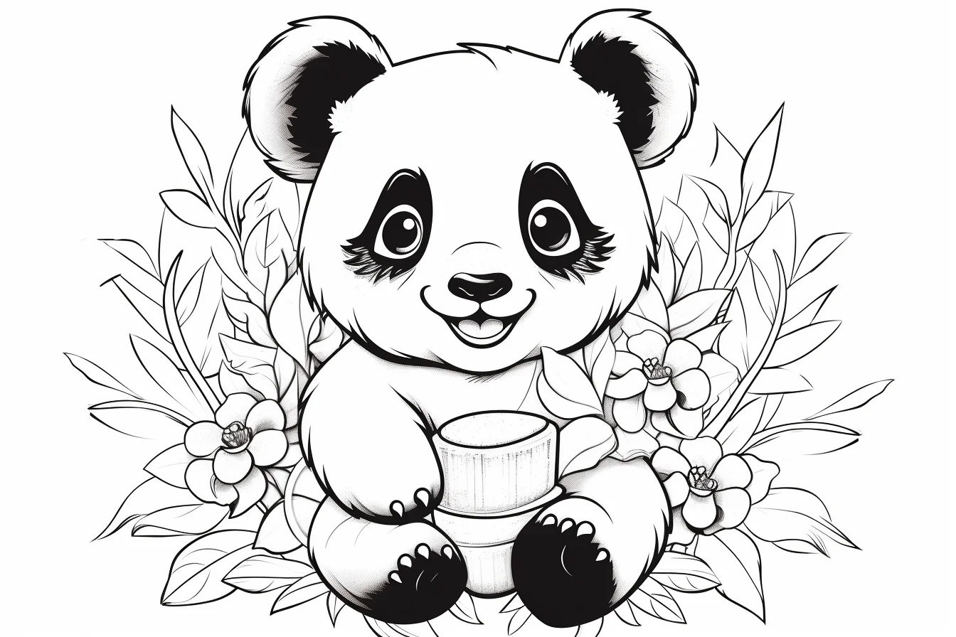 cute kawaii panda coloring pages