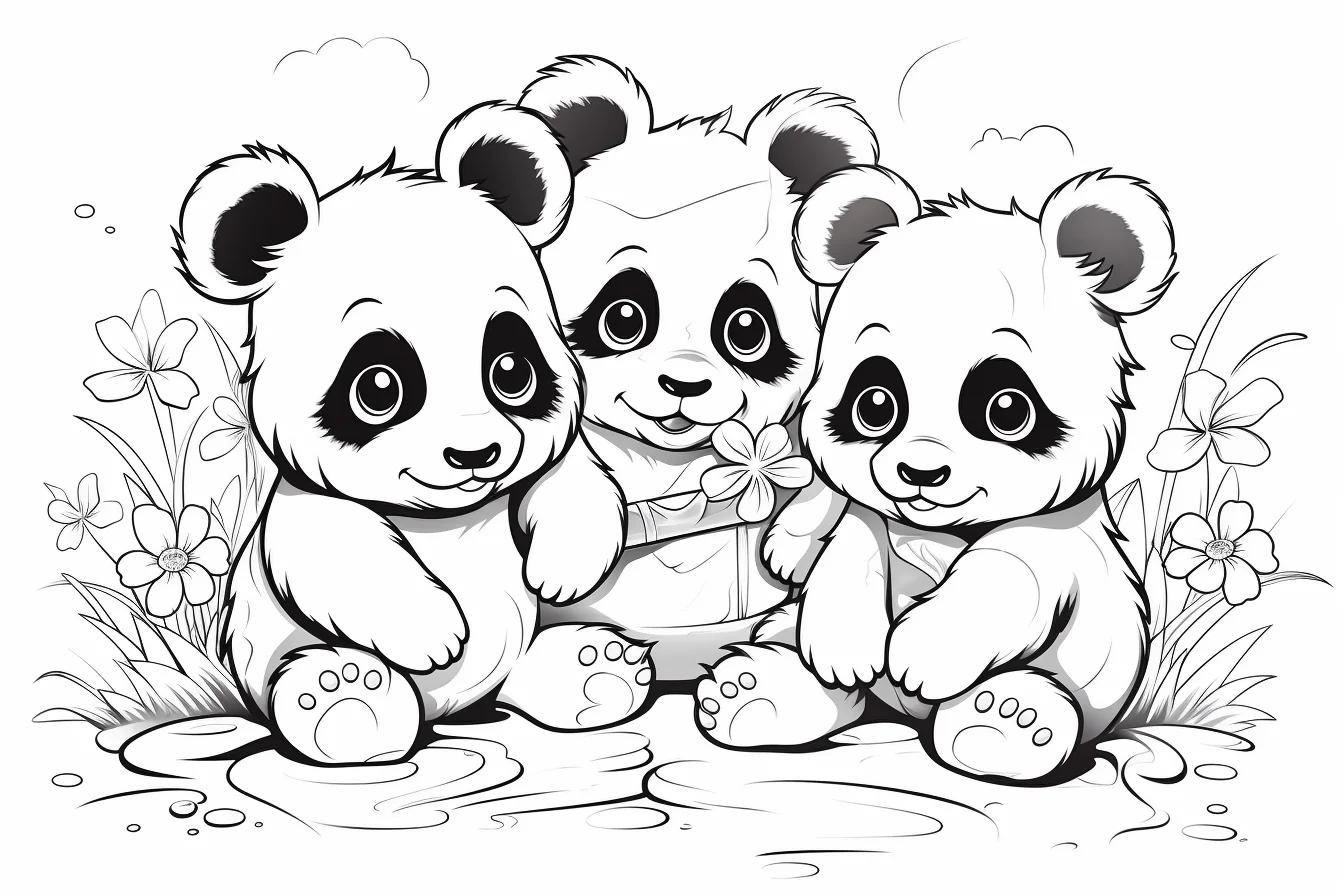 cute panda sheets coloring pages free