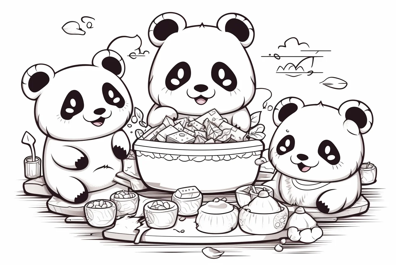 cute panda sheets coloring pages printable