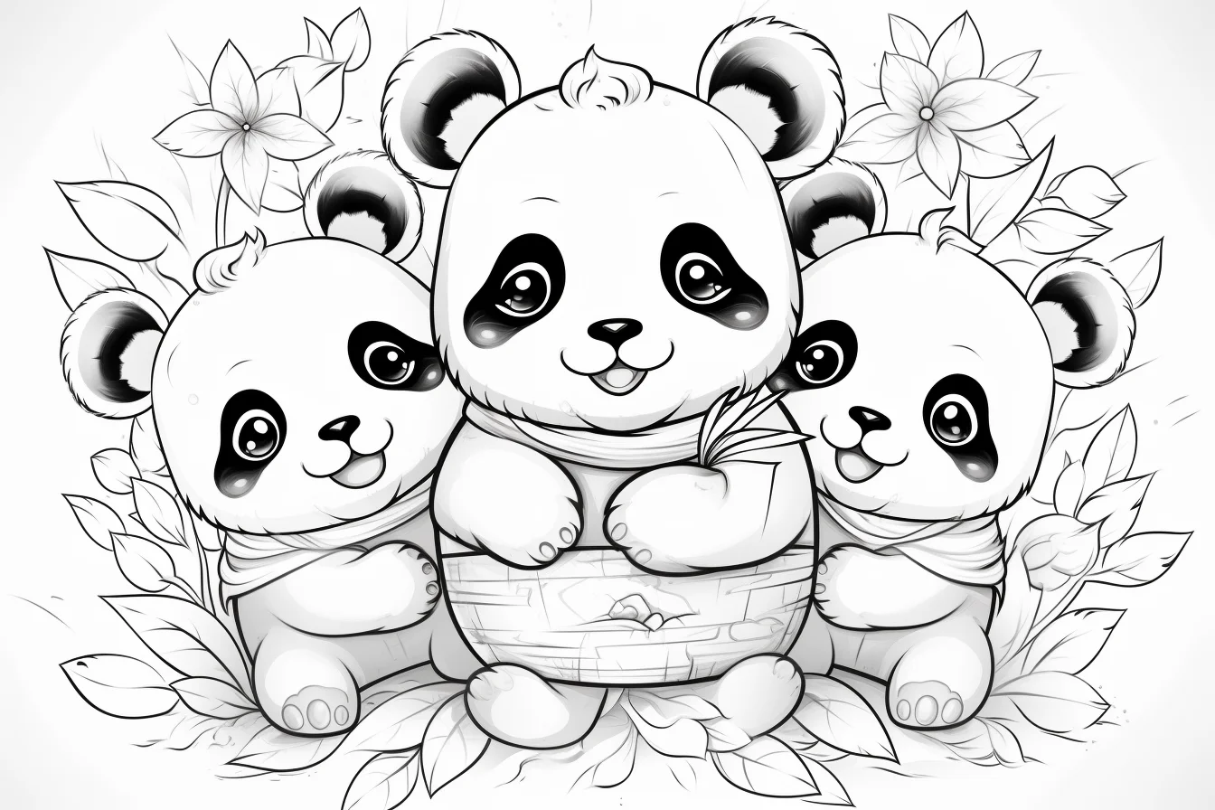 cute panda sheets coloring pages to print
