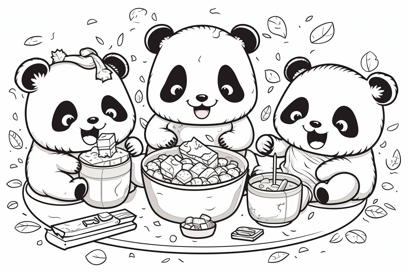 cute panda sheets coloring pages