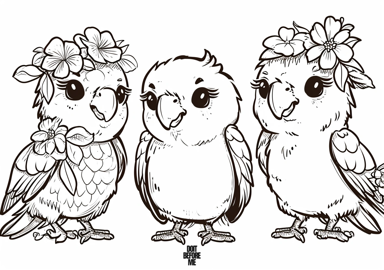 cute parrots coloring pages