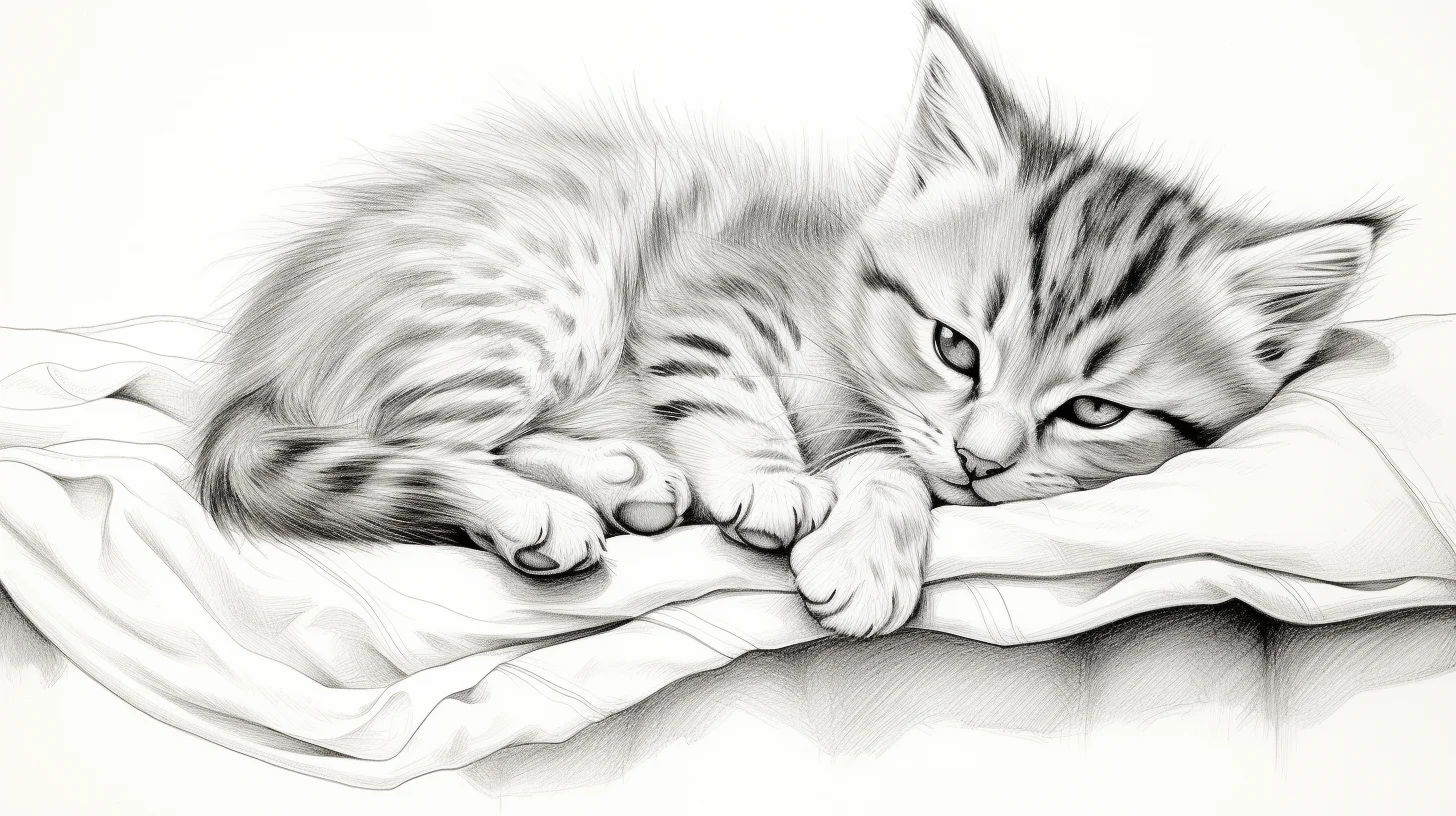 cute realistic kitten coloring page