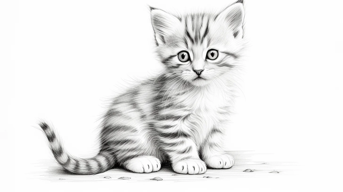 cute realistic kitten coloring pages