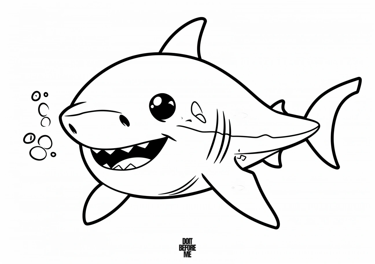 Plain, simple, and easy baby shark coloring page for kids, suitable for A4 printable format, free to use.