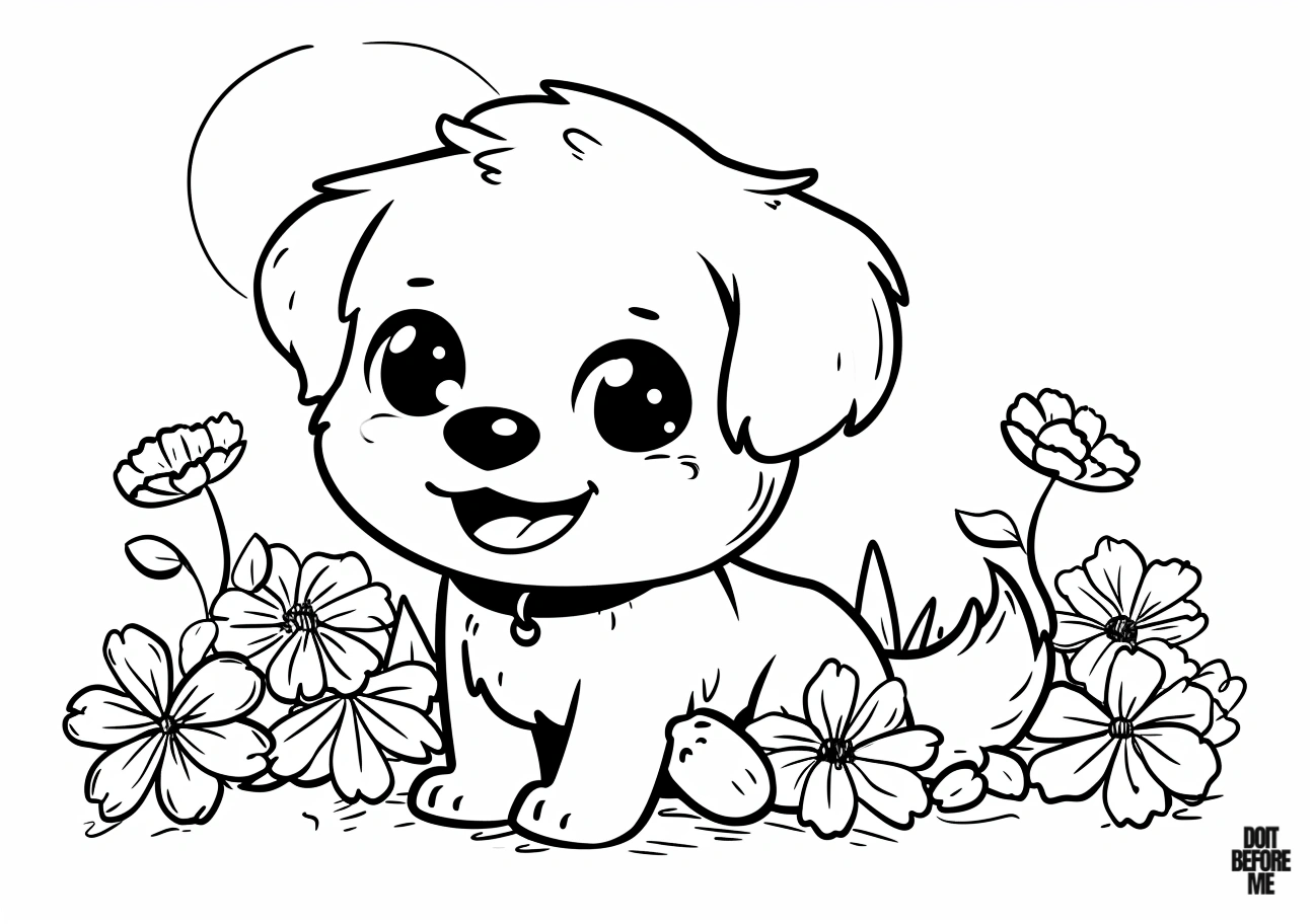 Cute puppy coloring page with a clear and distinctive outline, designed for easy coloring.