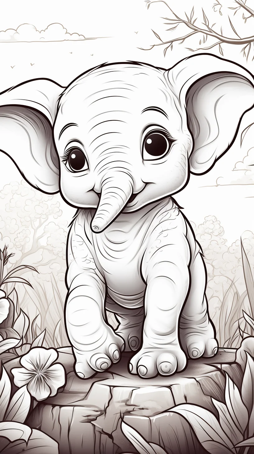 easy elephant coloring pages