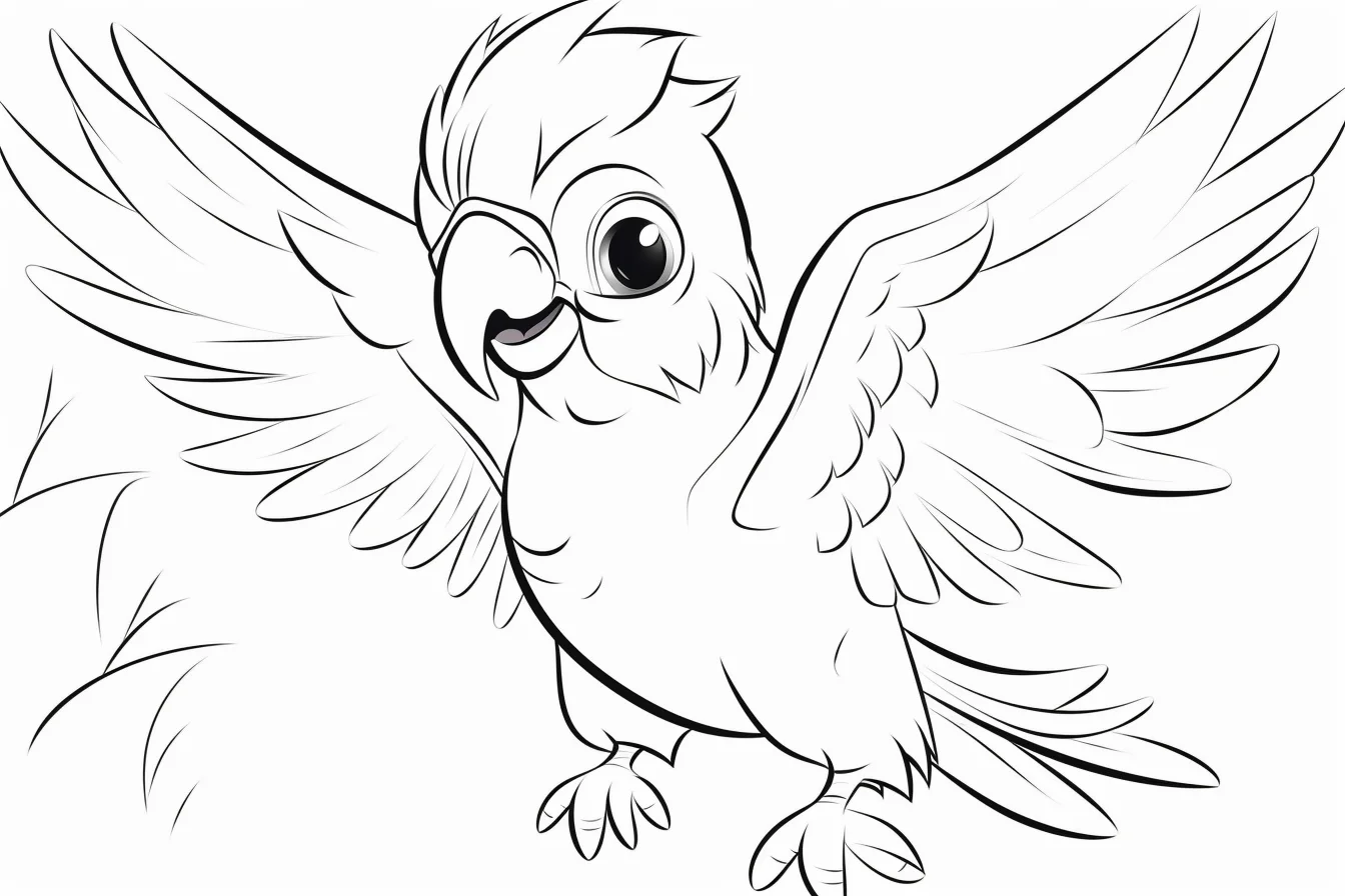 easy parrot colouring pages