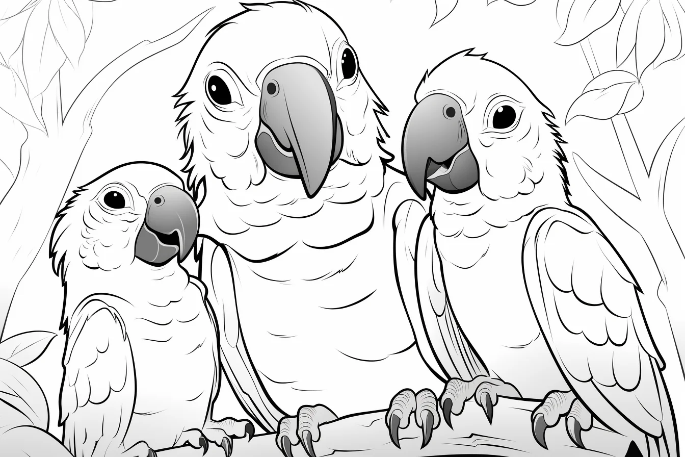 family parrot coloring pages