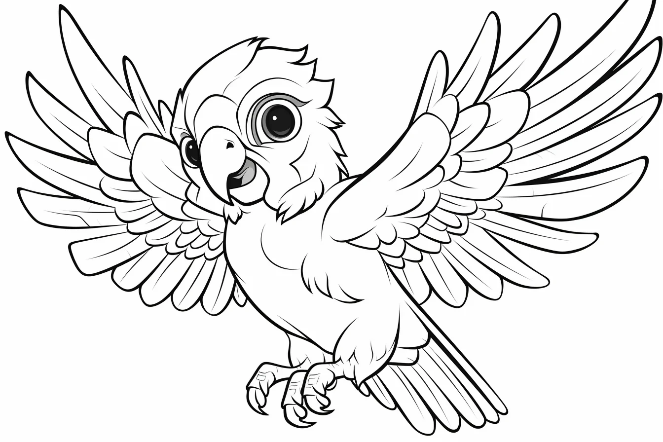 flying parrot coloring pages for kids