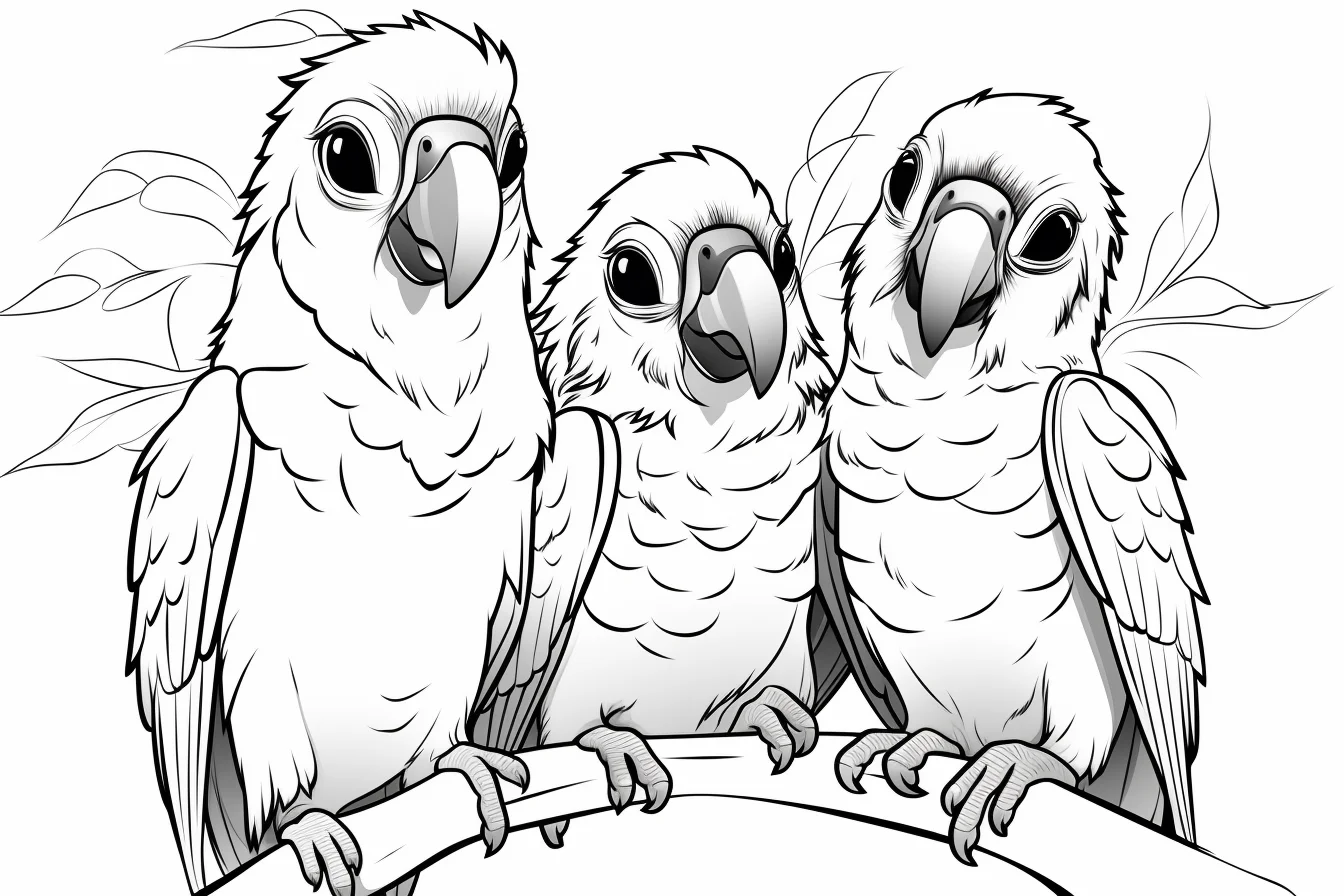 free family parrot coloring pages for kids