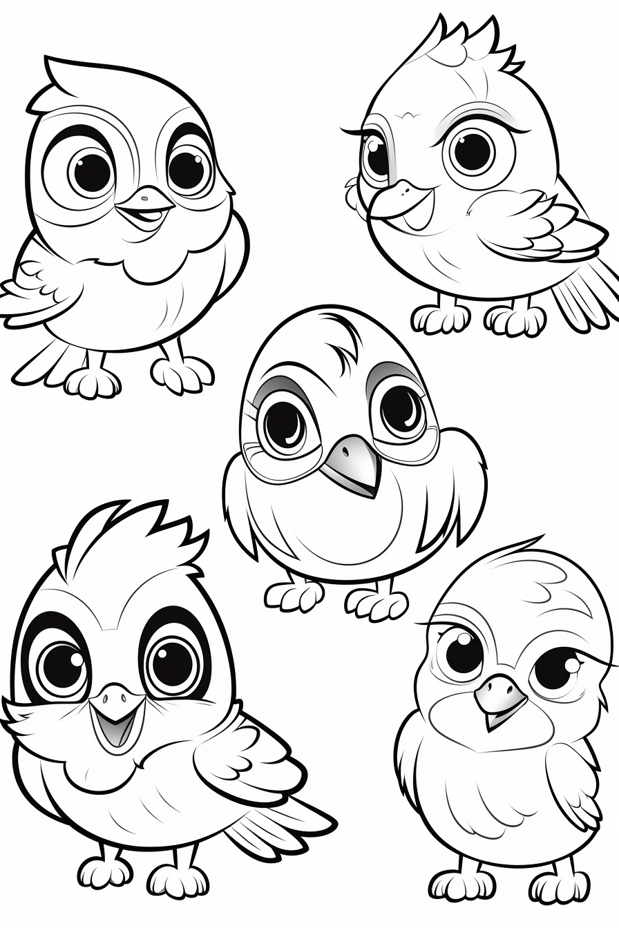 free kawaii bird coloring pages