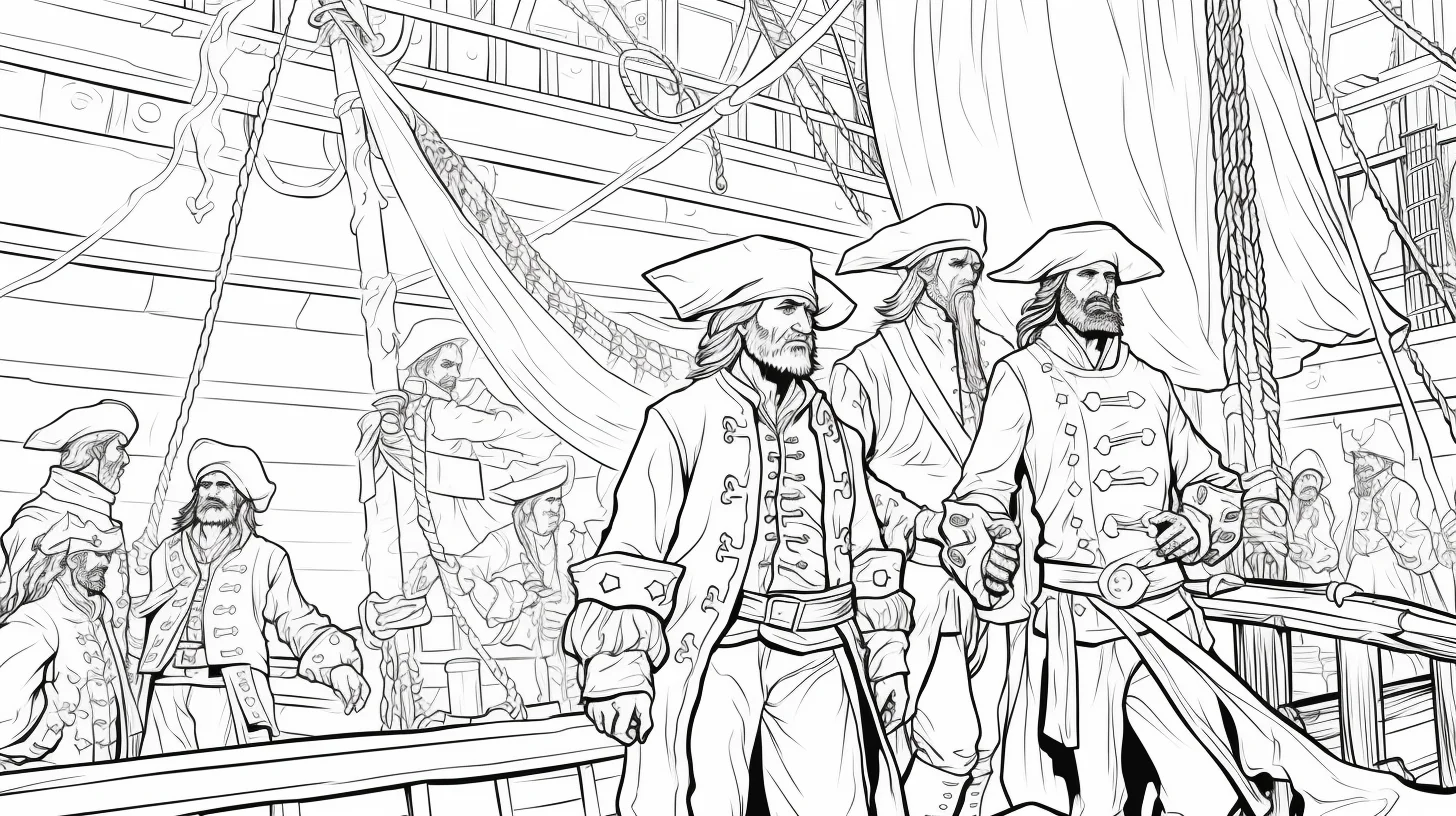 free pirate crew and pirate ship coloring pages for kids