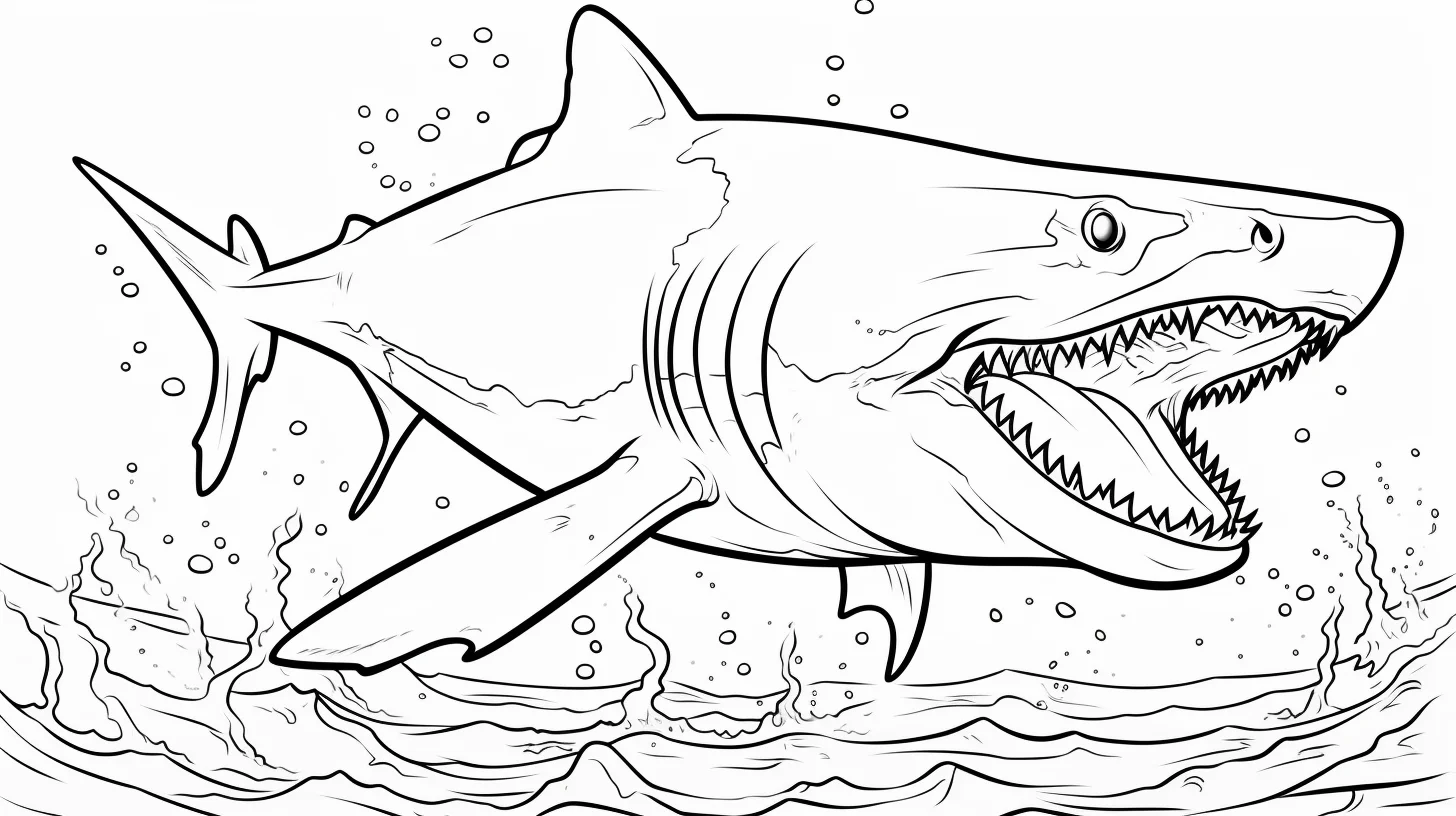 free printable megalodon coloring page to print