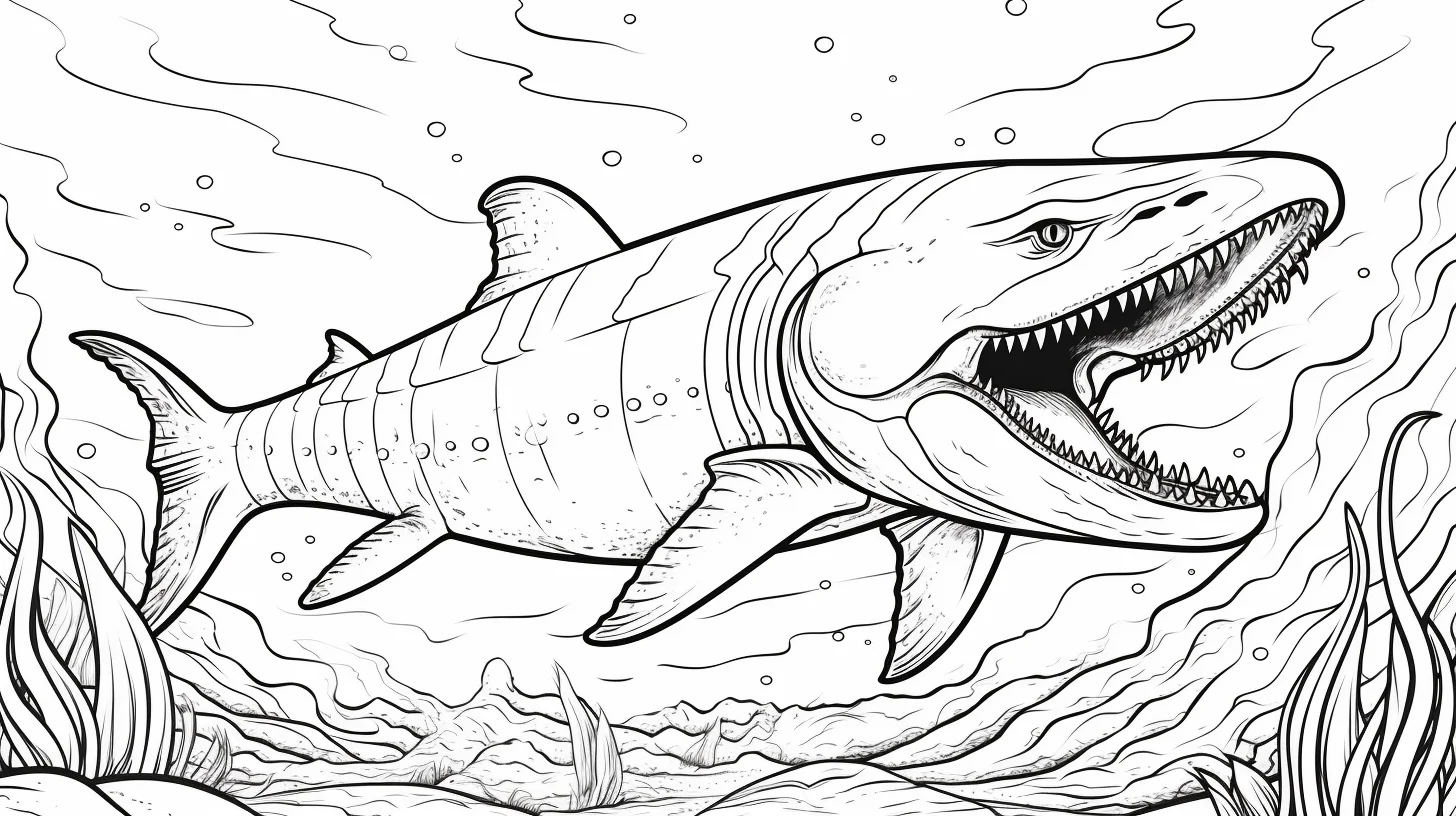 free printable mosasaurus megalodon coloring page for kids