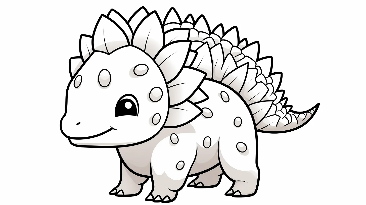 kawaii baby stegosaurus coloring page for kids
