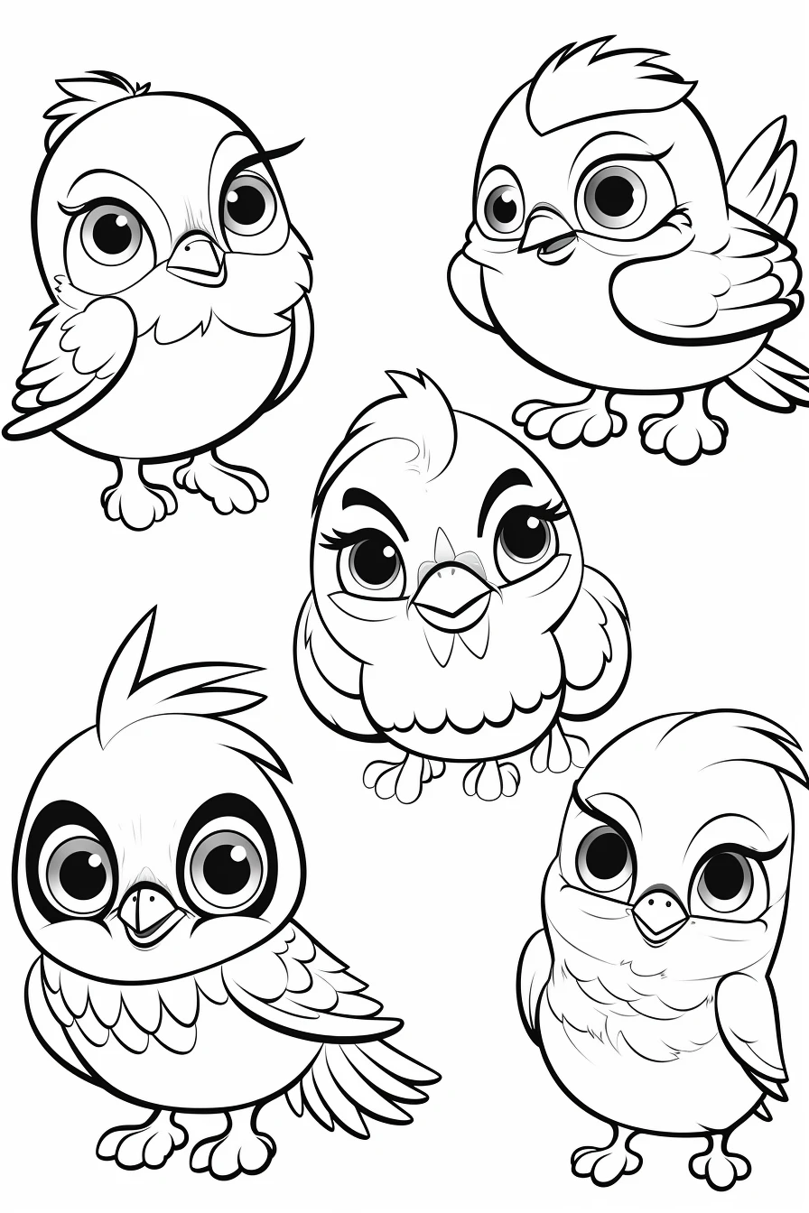kawaii bird coloring pages for kids