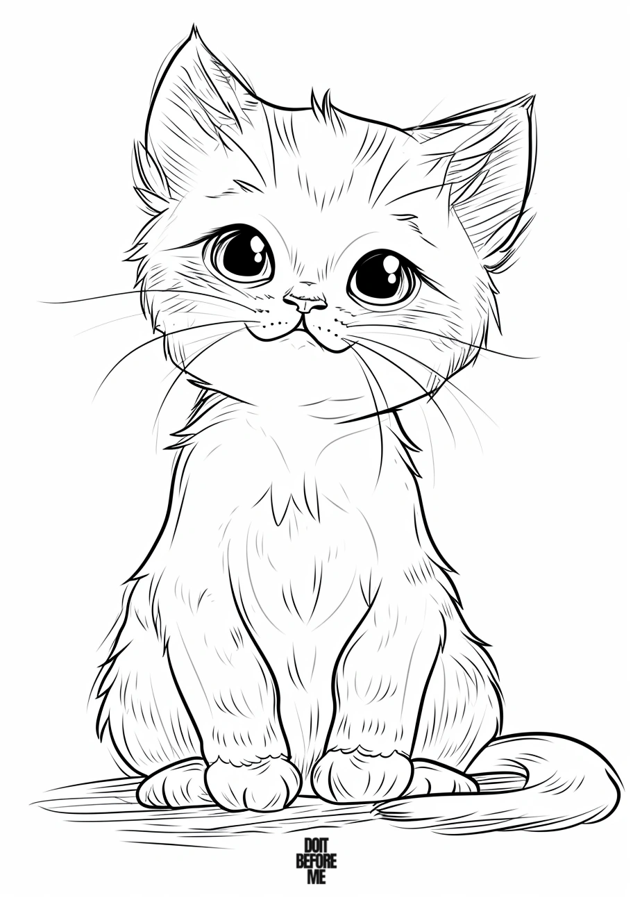 kawaii adult cat coloring pages printable