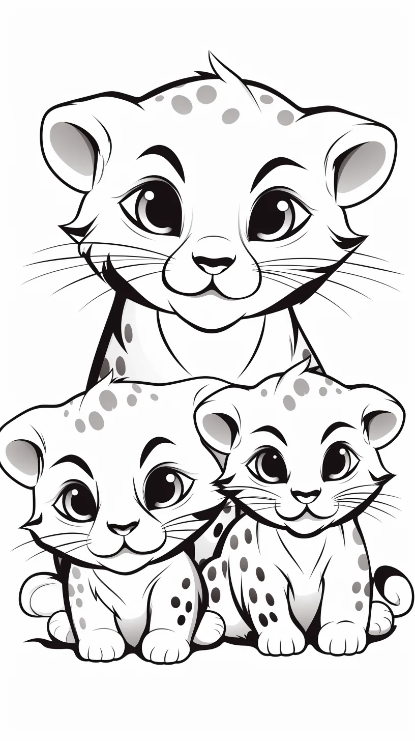 kawaii leopard coloring pages for kids