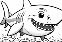 kawaii megalodon coloring sheet to print