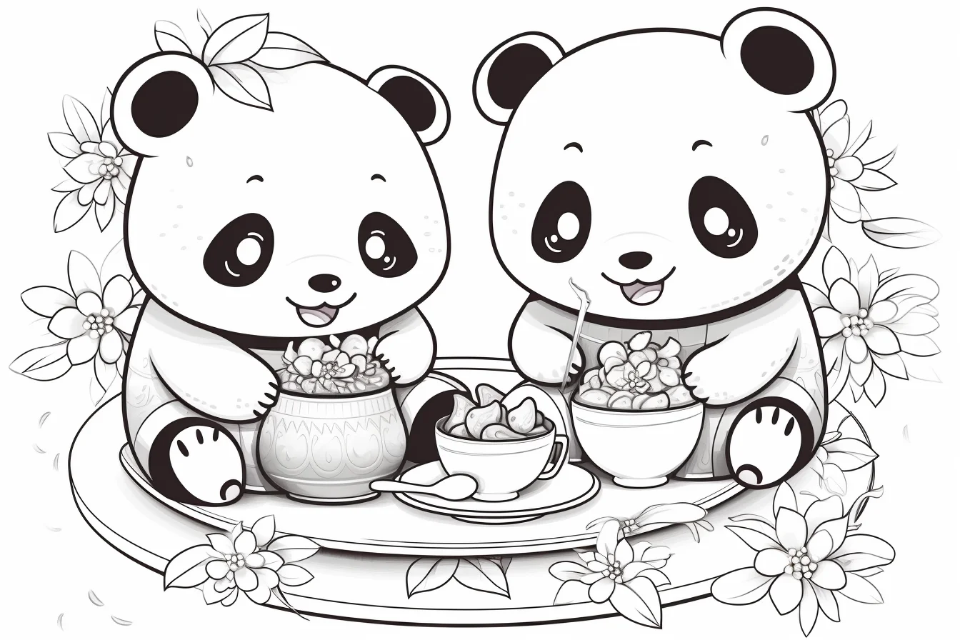kawaii panda coloring pages printable