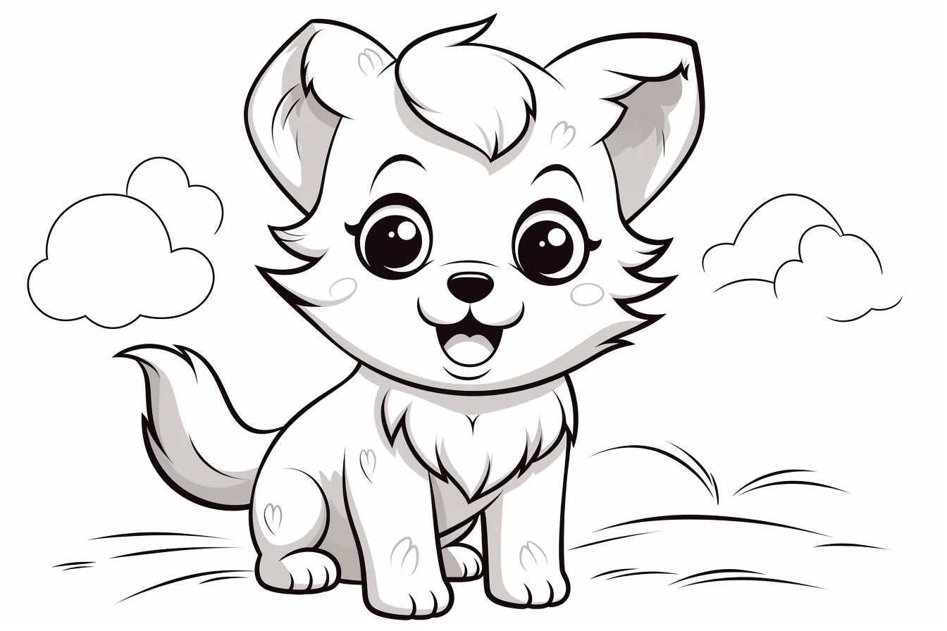 kawaii puppy coloring pages