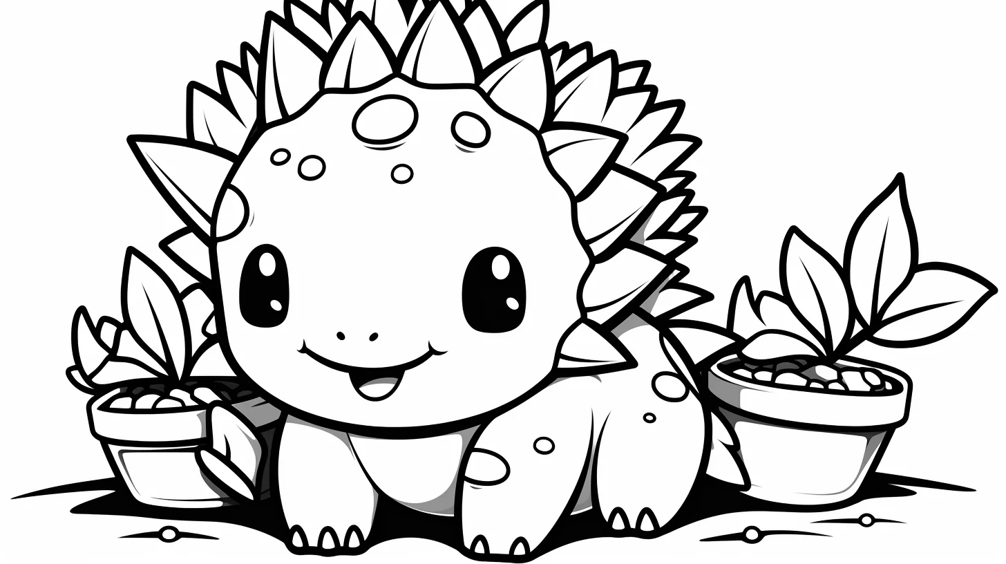 kawaii stegosaurus coloring pages for kids