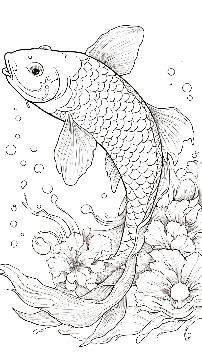 koi fish coloring page for toddler