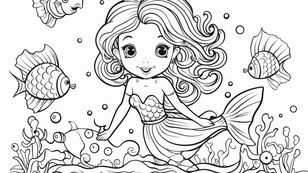 Free Printable Enchanting Mermaid Coloring Pages for Kids