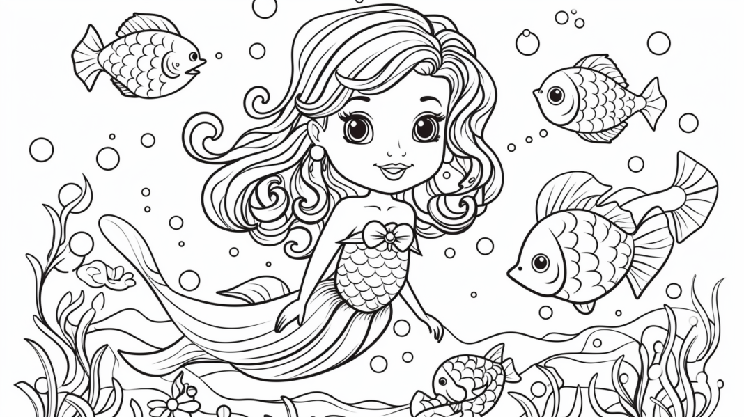 Free Printable Enchanting Mermaid Coloring Pages for Kids