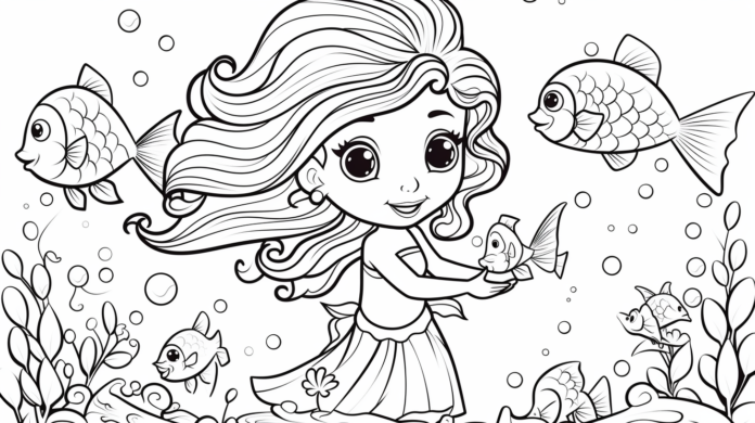 Free Printable Enchanting Mermaid Coloring Pages for Kids