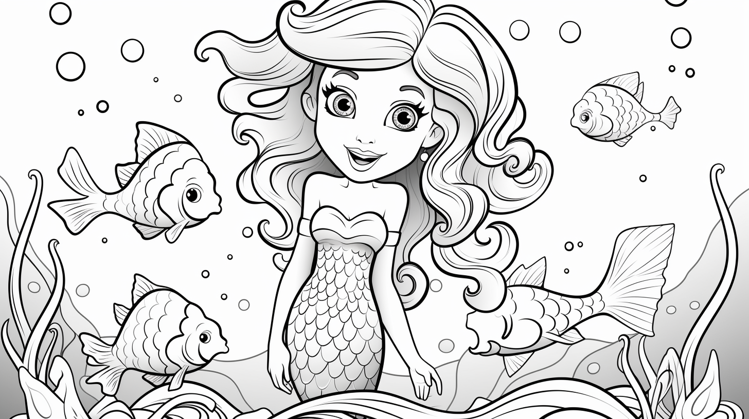 mermaid coloring pages realistic