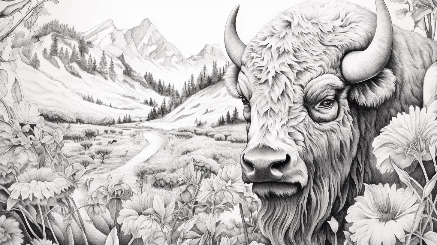 nature bison coloring page