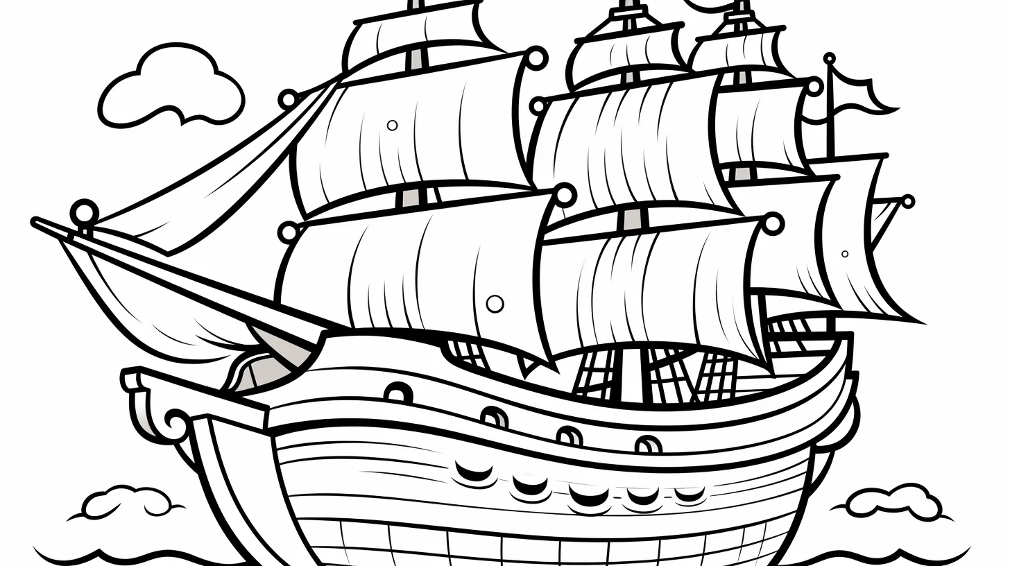 pirate ship coloring page easy