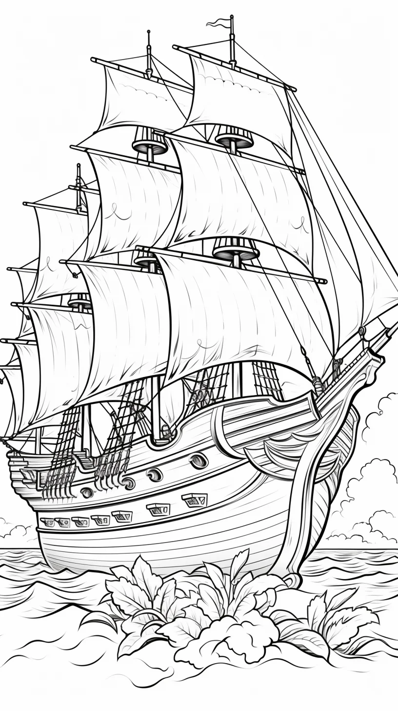 pirate ship colouring in printable