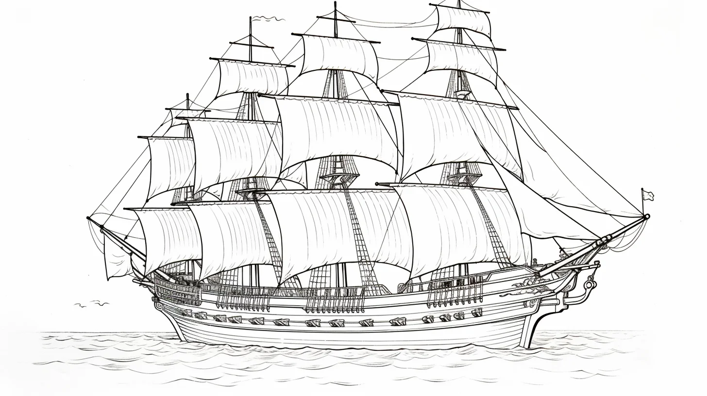 pirate ship colouring page